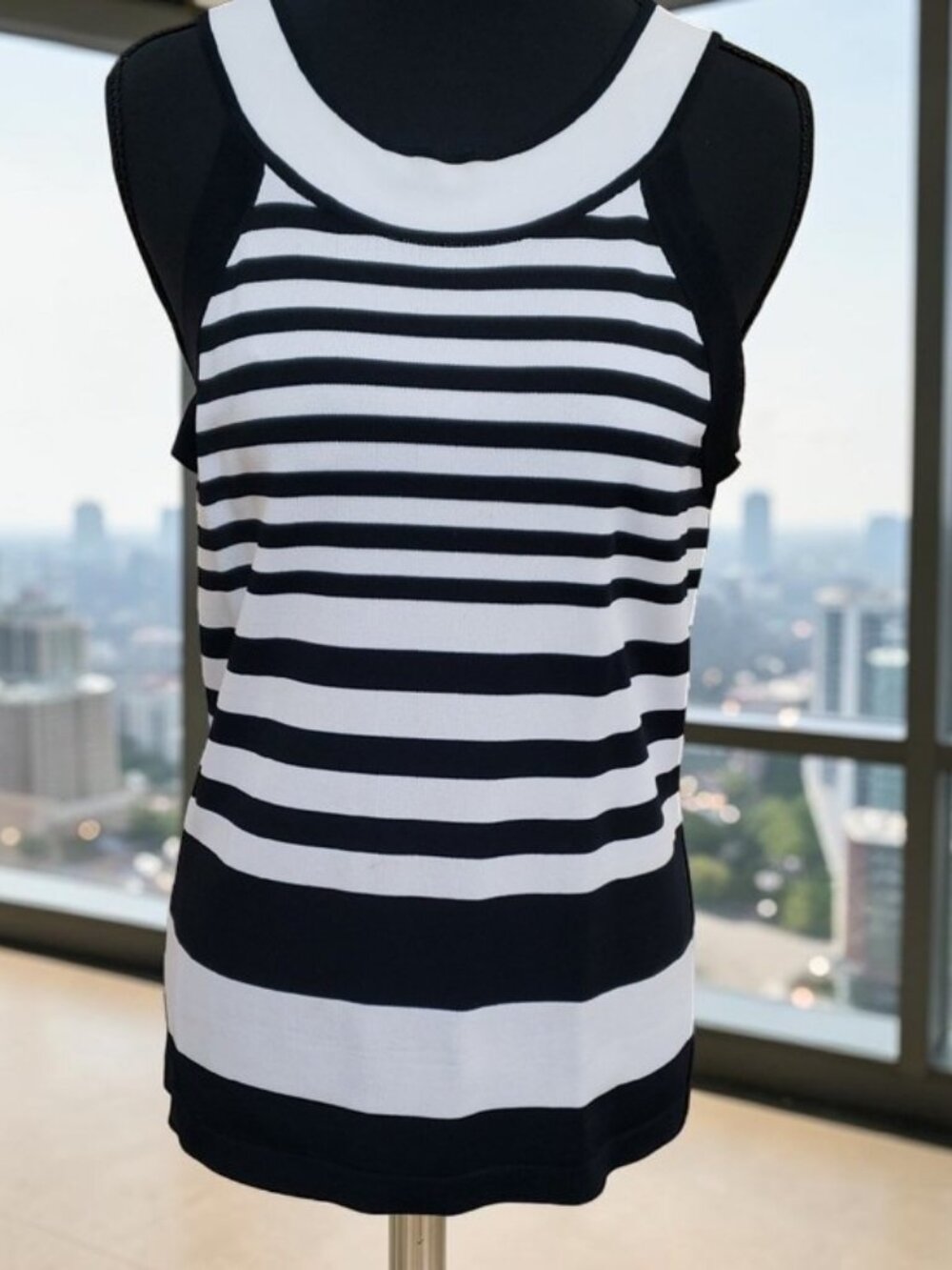 I.N.C International Concepts Black & White Strip Scoop Neck Tank Top  ✨Size: L✨